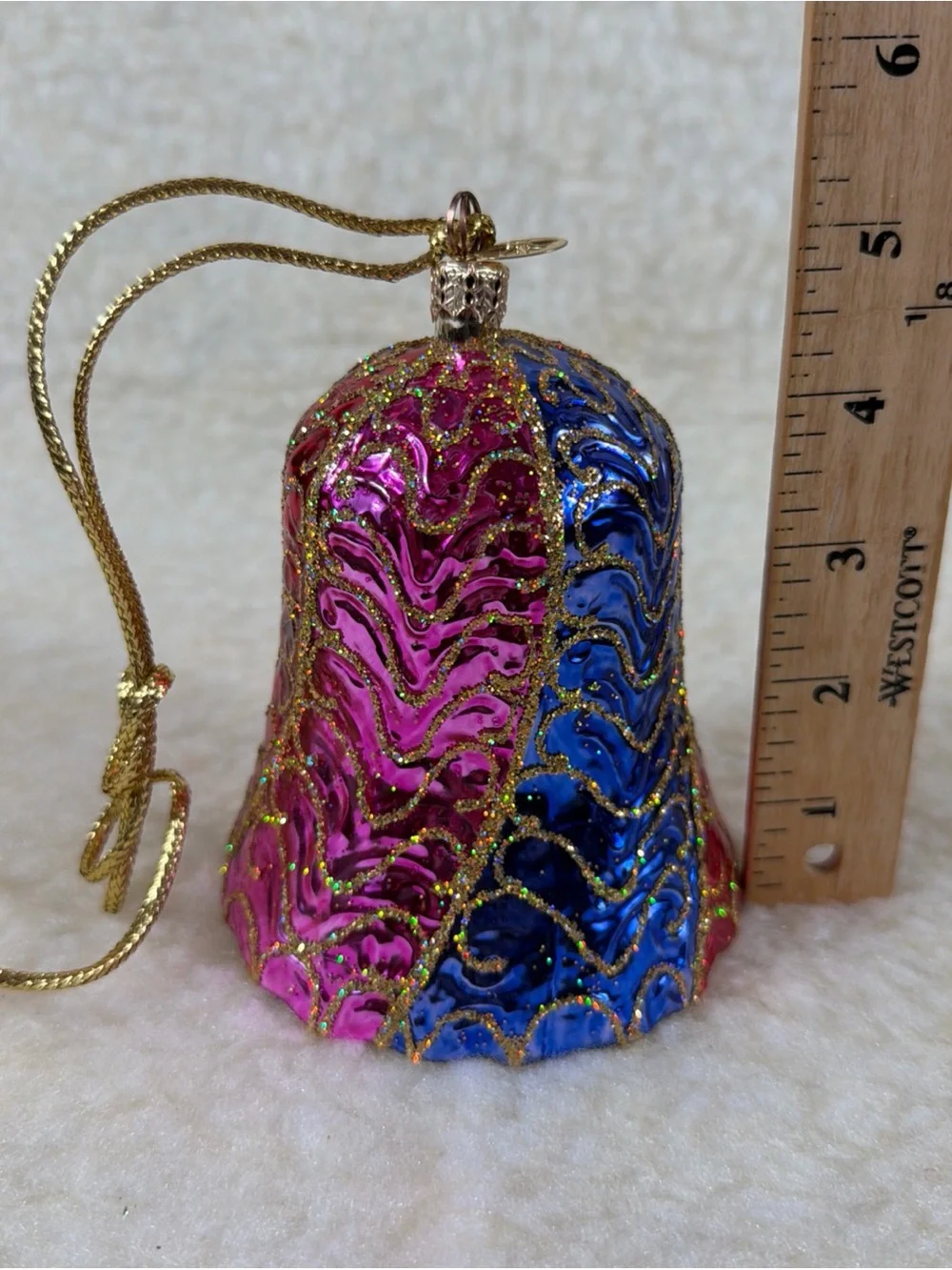 Christopher Radko Gilded Chimes Pink Blue & Red Bell Ornament